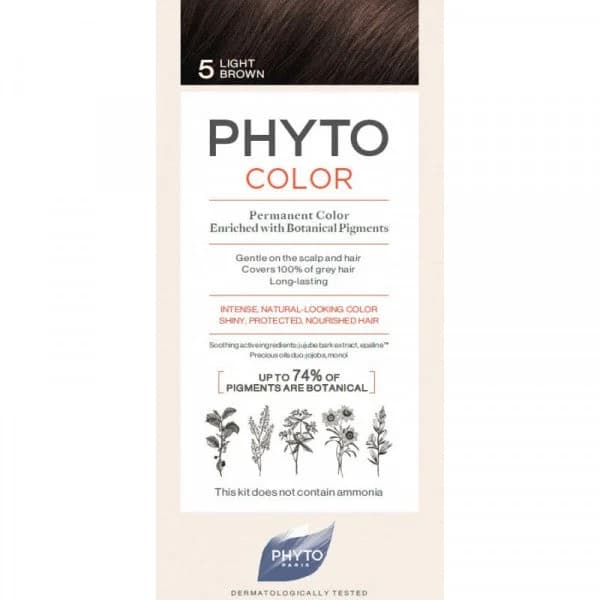 PHYTO PHYTOCOLOR KIT 5 Castanho Claro 50 - leite revelador + 50 - creme colorante ml