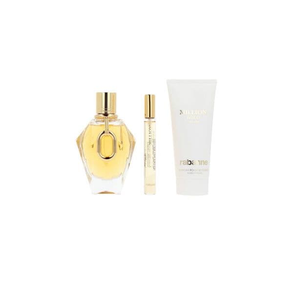 Paco Rabanne Million Gold For Her Eau de Parfum 90ml + Loção Corporal 100ml + Eau de Parfum 10ml Coffret