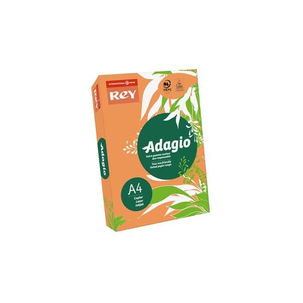 Rey Resma 500 Fls Papel A4 Adagio 80g Laranja Intenso