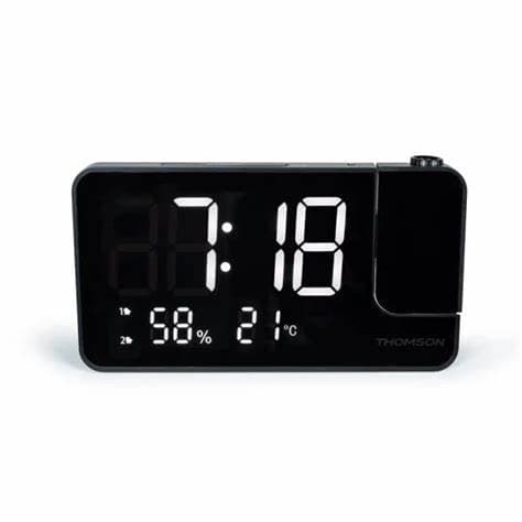 Rádio-despertador Thomson CP100T - Projeção e Temperatura Interna - Alarme Duplo - Preto