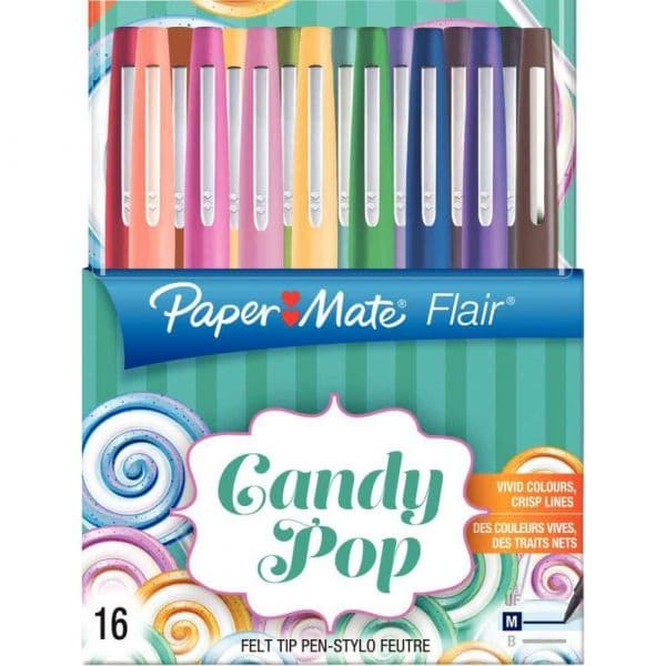 Paper Mate Caneta Marcadora Flair Candy Pop M 0.7mm Tinta Sortida 16 Un.