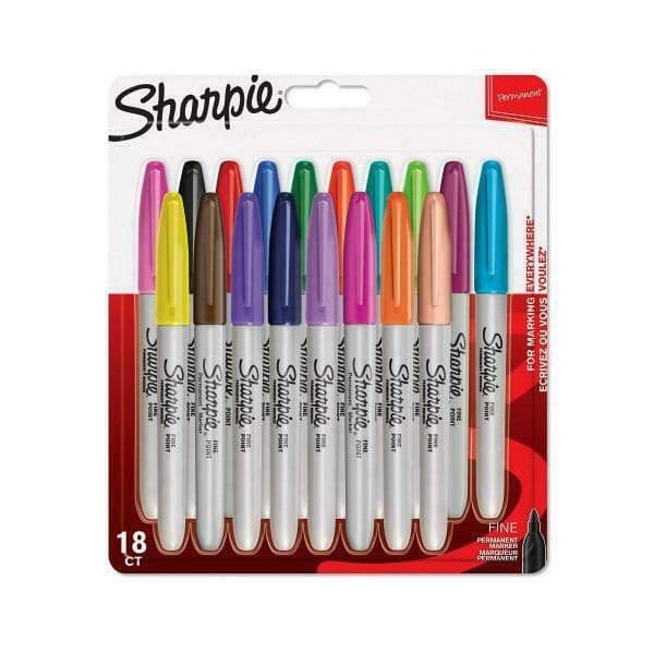 Sharpie Marcadores Permanentes F (Ponta Fina) 1 mm Multicor 18 Un.