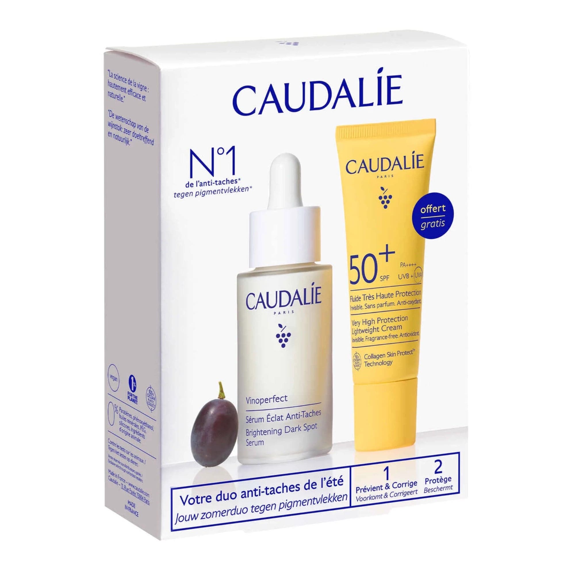 Caudalie Sérum Vinoperfect 30ml + Protetor Solar SPF50+ 20ml Coffret