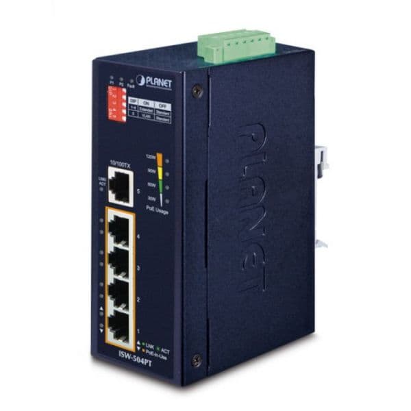 Planet ISW-504PT Switch de Rede Não-gerido L2 Fast Ethernet (10/100) Power Over Ethernet (poe) Preto - ISW-504PT