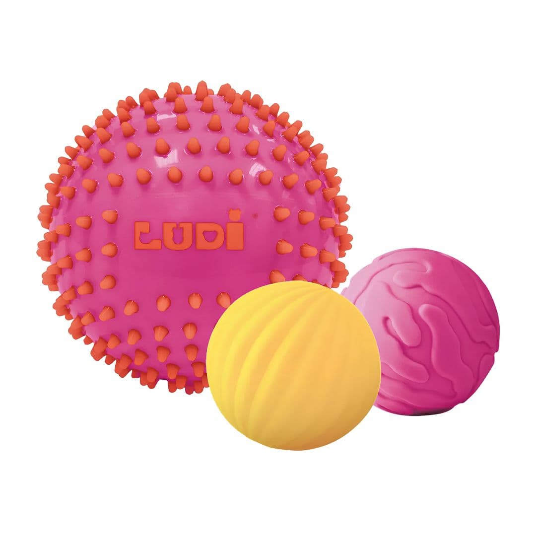 Ludi 3 bolas sensoriais rosa para bebé +6 meses