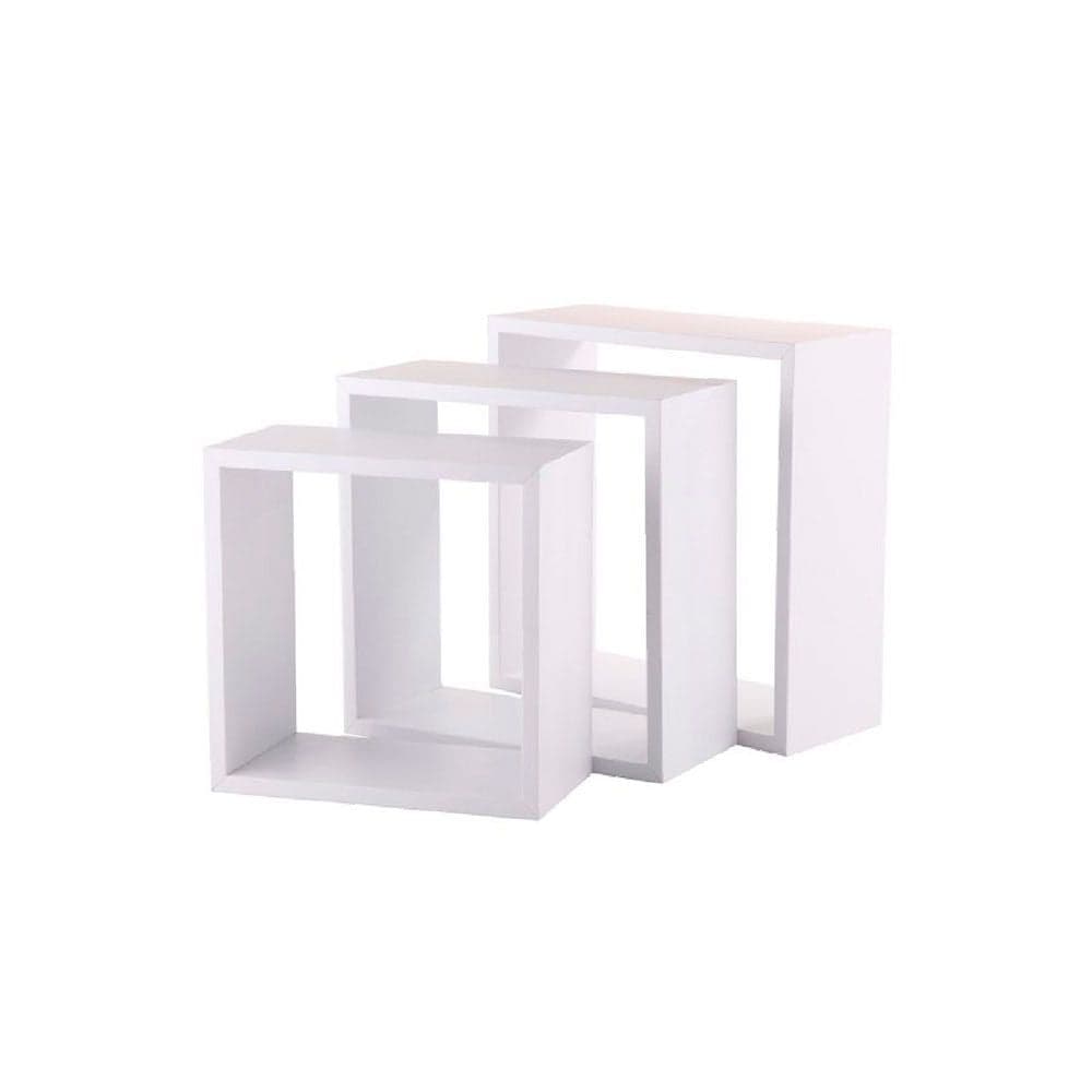 CONJUNTO DE 3 PRATELEIRAS TIPO CUBO BRANCO 3 TAMANHOS