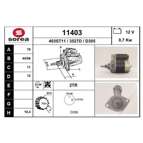 Eai Motores de Arranque / Transporter 11403