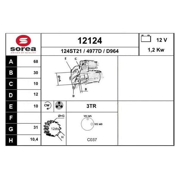 Eai Motores de Arranque / Opel Insignia 12124