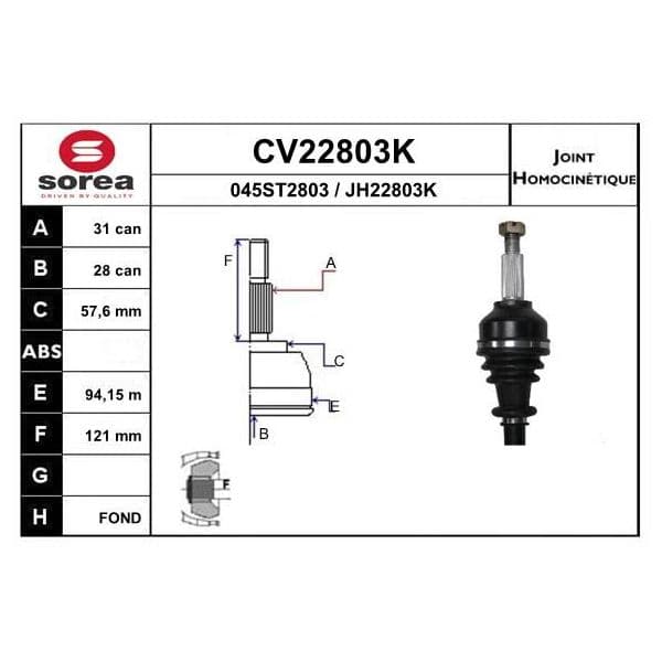 Eai Kit Cv Joint Avec kr026 / Ford Transit C - CV22803K