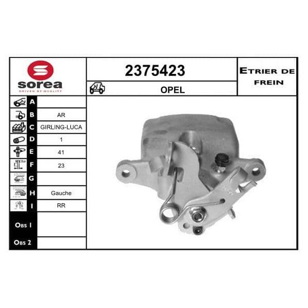 Eai Pinça de Freio Opel / Ar - 2375423