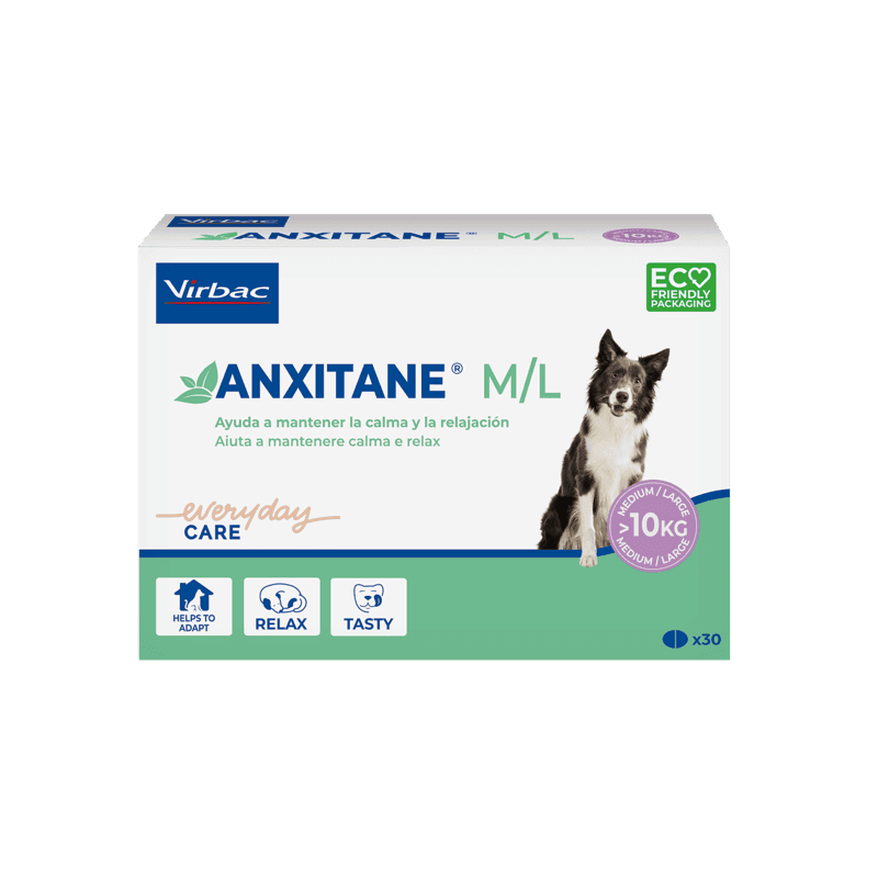 Virbac Anxitane Comprimidos Naturales para Combatir el estrés de Perros y Gatos Talla M/L
