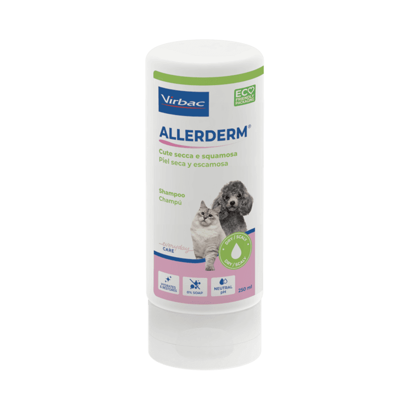 Virbac Champú para Perros y Gatos Allerderm Piel Seca y Escamosa 250 ml