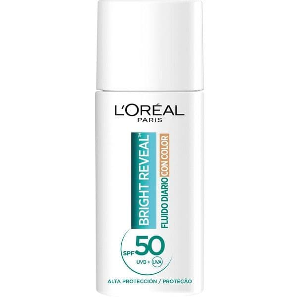 Protetor Solar L'Oréal Paris Bright Reveal Fluido Diário com Cor Claro SPF50+ 50ml