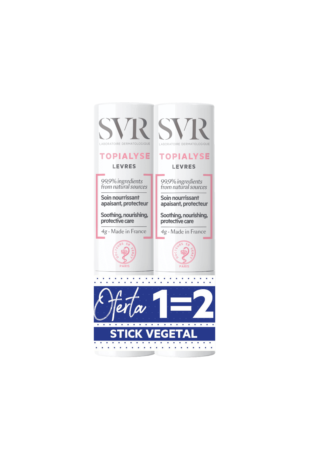 TOPIALYSE LÈVRES PROMO DUO STICK LABIAL HIDRAT 6H 2X4G + OFERTA 2ª EMBALAGEM | Farmacias Progresso