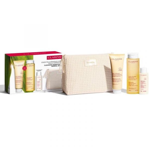 Clarins Kit de Limpeza Essencial Espuma de Limpeza Hidratante 125ml + Loção Tónica Hidratante 200ml + Leite Suave Desmaquilhante 50ml Coffret