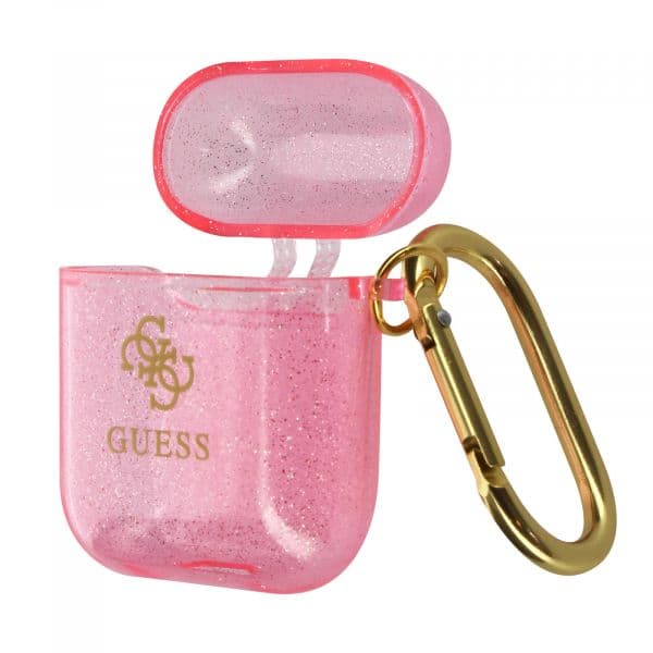 Guess Capa para AirPods em Silicone Acabamento Brilhante com Logótipo Pink