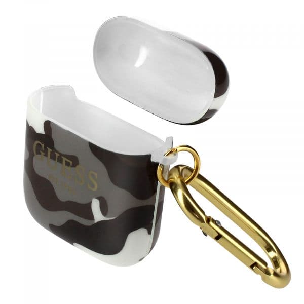 Guess Capa para AirPods Silicone Semi-rígido Camuflagem Design Cinzento