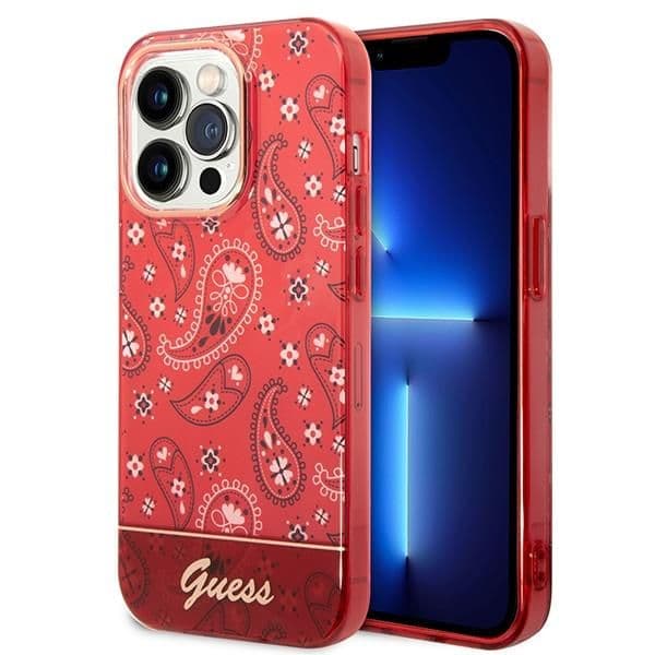 Guess Capa Dura para Apple iPhone 14 Pro Max Red Cashmere Collection