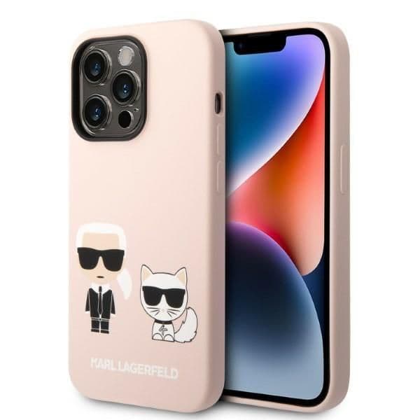 Karl Lagerfeld Capa Silicone para iPhone 14 Pro Light Pink