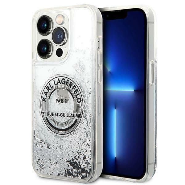 Karl Lagerfeld Capa Liquid Glitter RSG para iPhone 14 Pro Max 6.7" Silver