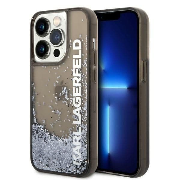 Karl Lagerfeld Capa Liquid Glitter Elong para iPhone 14 Pro Max Black