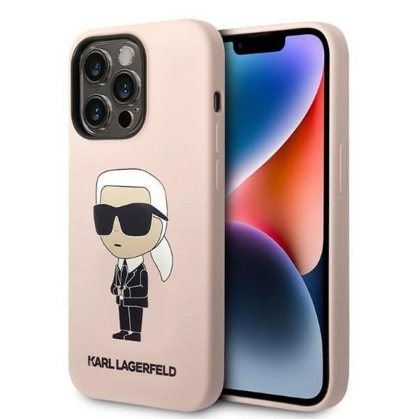 Karl Lagerfeld Capa Silicone Ikonik para iPhone 14 Pro Max Pink