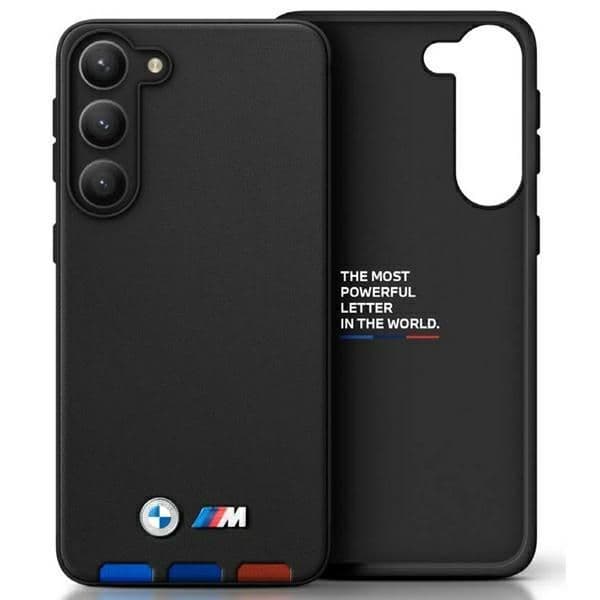 BMW Capa Leather Stamp Tricolor para Samsung Galaxy A54 Black