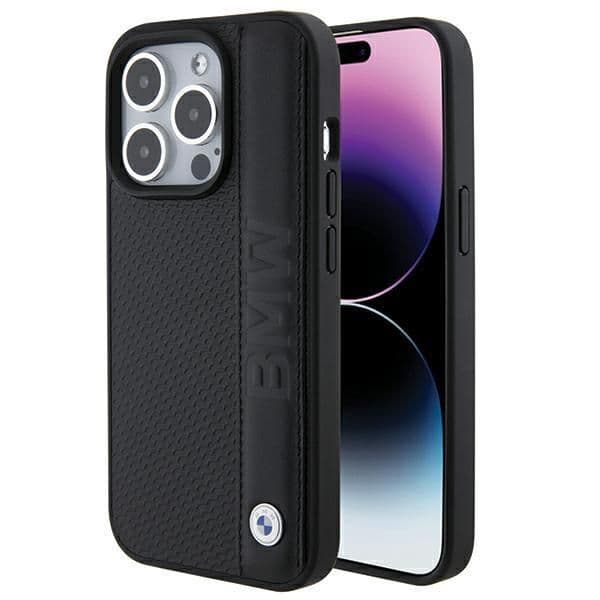 BMW Capa Couro Texturizado para iPhone 15 Pro Black