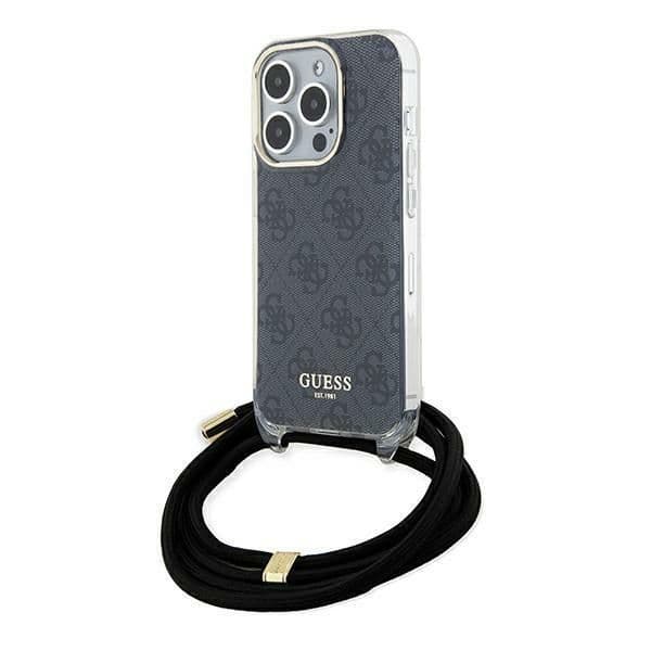 Guess Capa Crossbody Cord 4G Print para iPhone 15 Pro Black