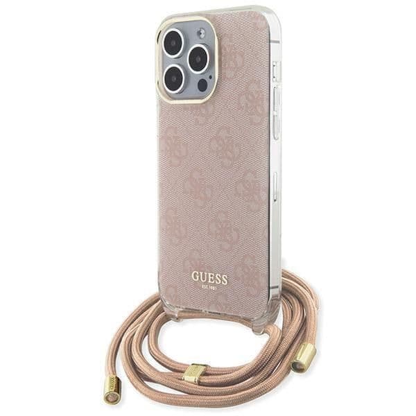 Guess Capa Crossbody Cord 4G Print para iPhone 15 Pro Pink