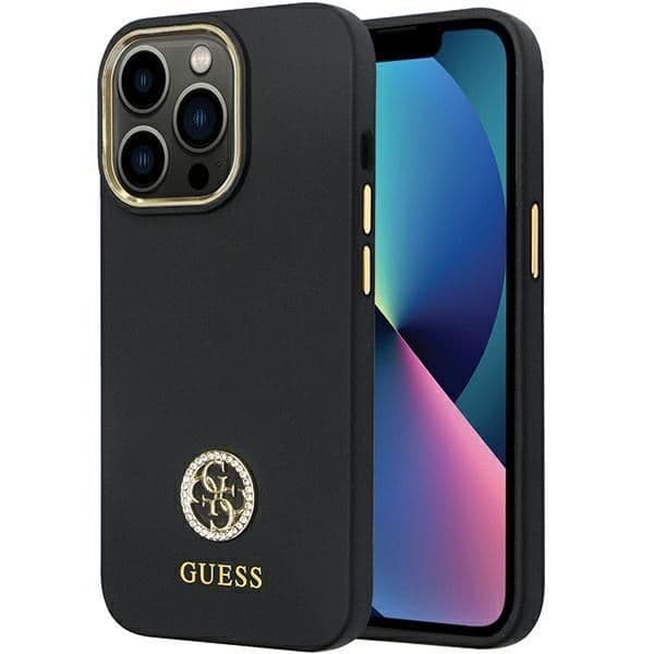 Guess Capa Silicone Logo Strass 4G para iPhone 13 Pro / iPhone 13 Black