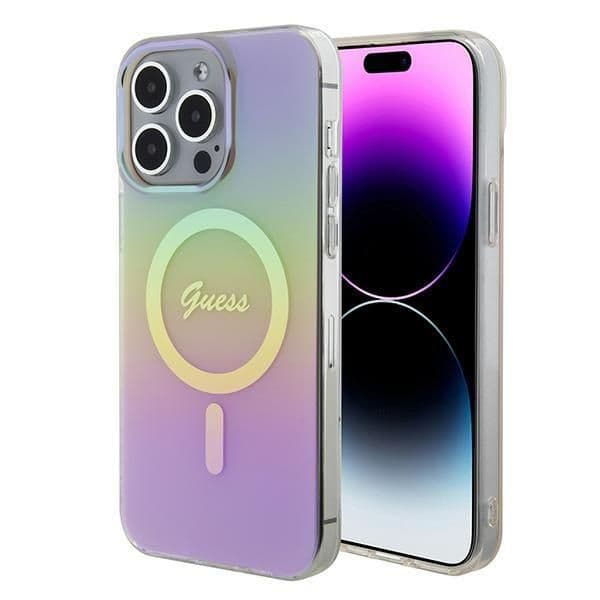Guess Capa IML Iridescente MagSafe para iPhone 15 Pro Max Pink