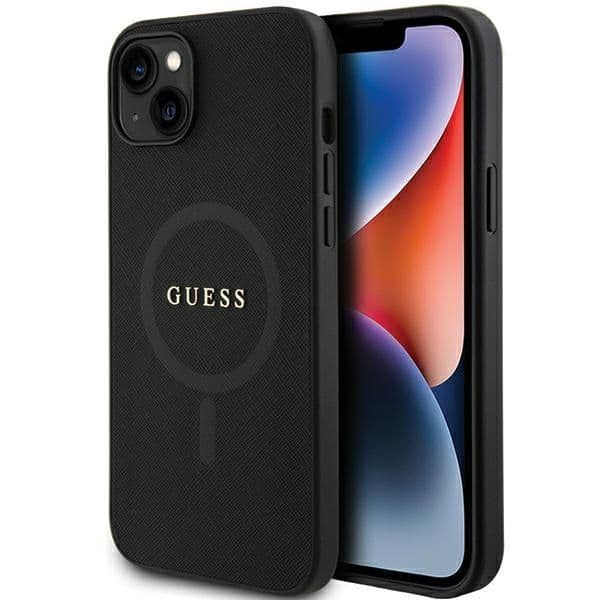 Guess Capa Saffiano para iPhone 15 Plus Black