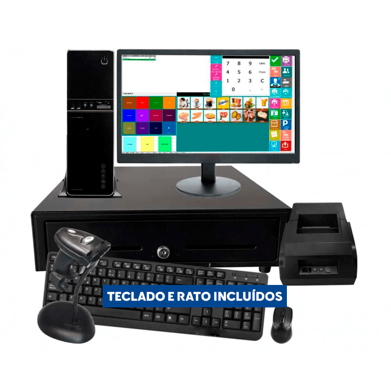Sistema POS Modular sem Toque: POS Modular + Gaveta de Dinheiro + Impressora de Bilhetes de 80mm + Teclado