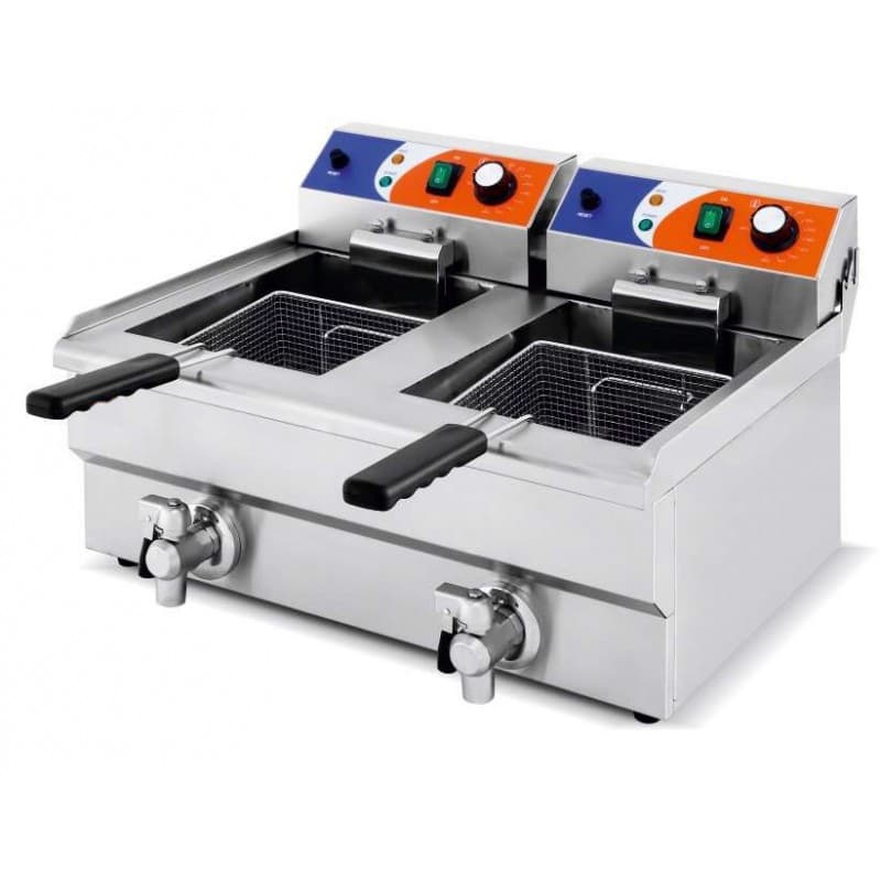 Fritadeira elétrica 10+10L com torneira 570x470x345mm