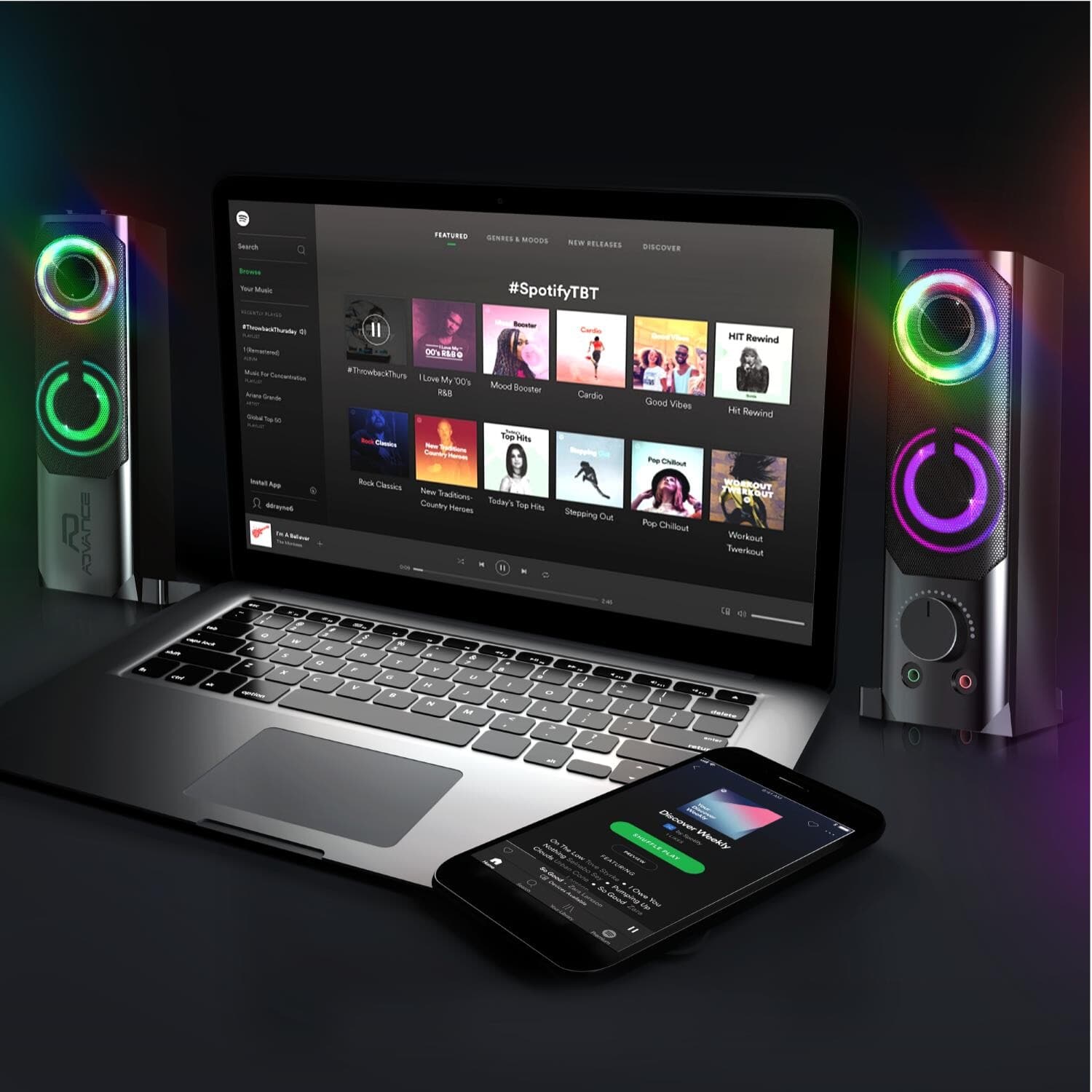 ADVANCE SoundPhonic 2.0 RGB 2-way Preto Com fios 6 W