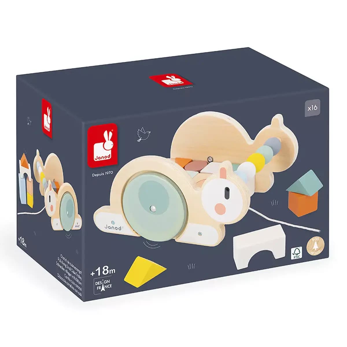 Janod Caracol de Puxar com Cubos