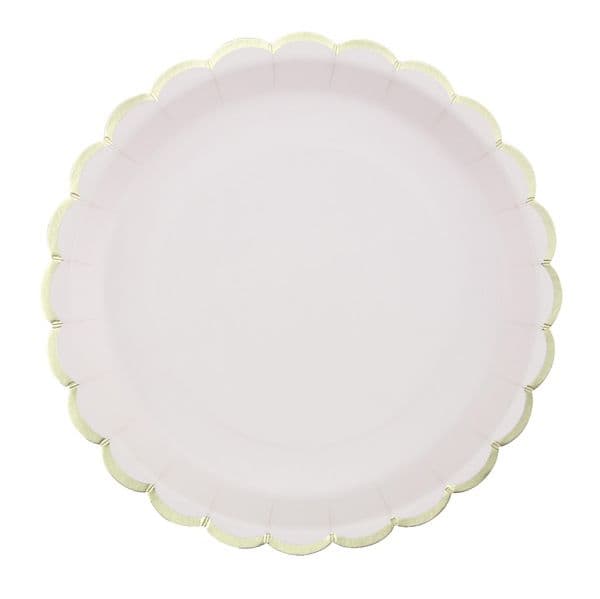Tim E Puce Pratos 23cm com rebordo Dourado - Rosa Pastel 8 un. - 550673252