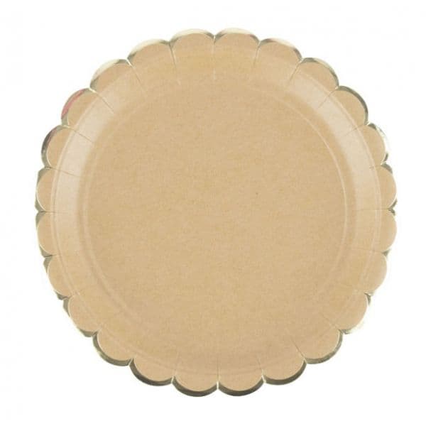 Tim E Puce Pratos 23cm com rebordo Dourado - Kraft 8 un. - 550676574