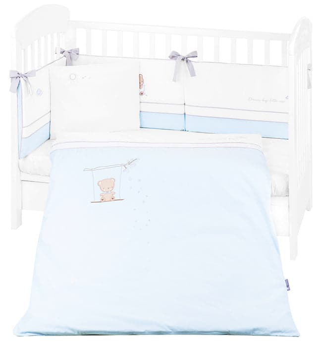 Kikkaboo Conjunto Jogo de Cama Bordado 6 Peças 60x120cm Dream Big Azul