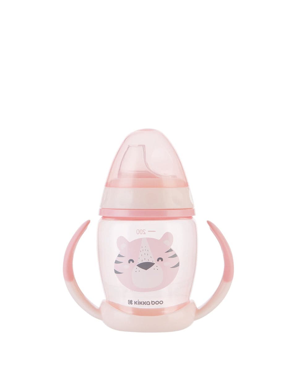 Copo PP com tetina em silicone 200ml Happy Face Pink Kikkaboo