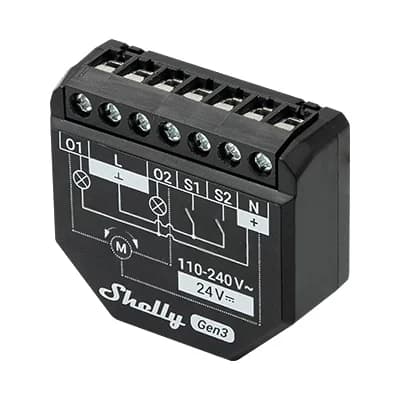Shelly Módulo Interruptor Duplo 2PM Gen3 Wi-Fi para Estores com Medição de Energia