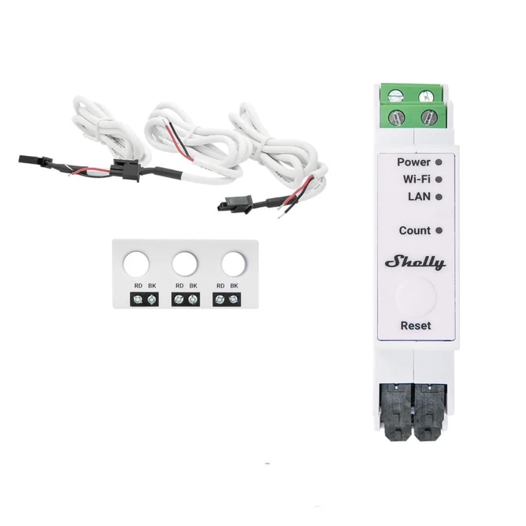 Shelly Pro 3EM-3CT63 Módulo medidor de consumo trifásico WiFi + TI triplo de 63A
