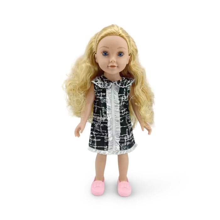 Boneca Pretty Girl Moni vestido preto e Branco 46 cm