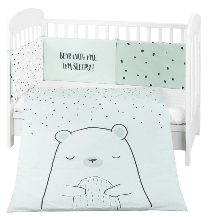 Conjunto jogo de cama 2pçs 60x120cm Kikka Boo Bear with me Menta