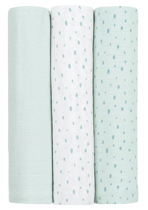 Conjunto fraldas musselina 3pçs 80x80cm Kikka Boo Dots Azul