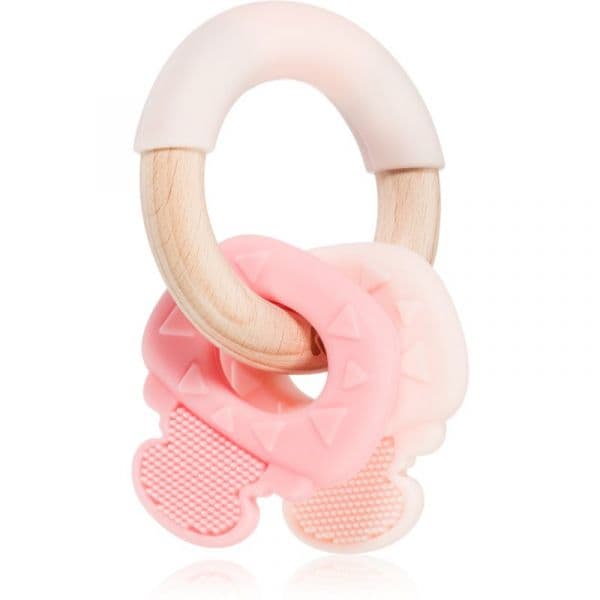 Kikkaboo Silicone And Wood Teether Keys Mordedor Pink