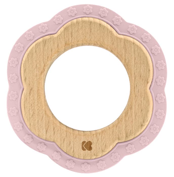 Mordedor de silicone e madeira Kikka Boo Flowers Rosa