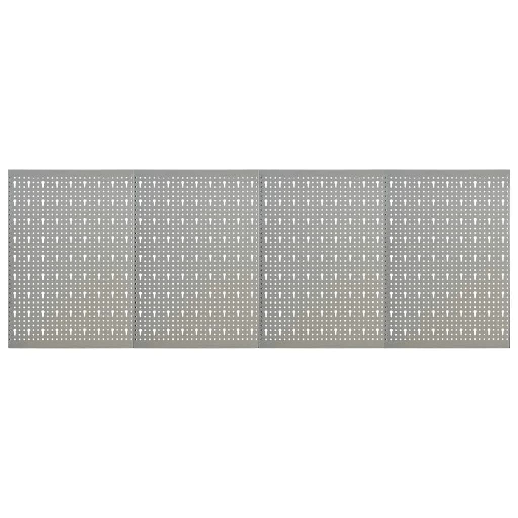 vidaXL Placas perfuradas de parede 4 pcs 40x58 cm aço