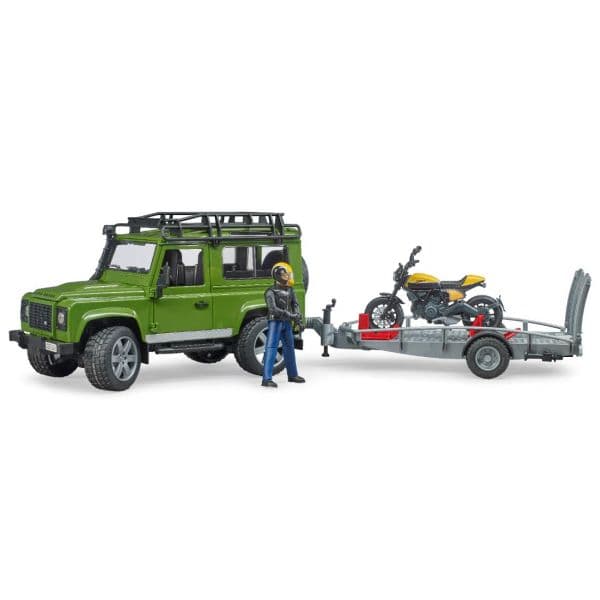 Bruder Land Rover Defender C/ Reboque + Ducati Scrambler + Piloto 48.02589